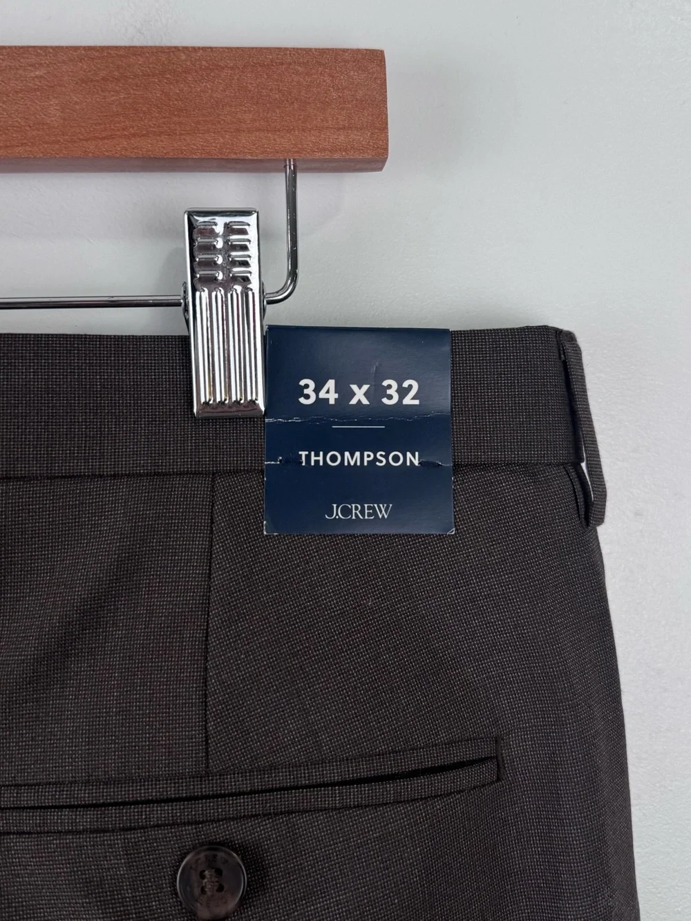 NWT J.Crew Men Thompson Brown Trouser Pant Size‎ 34x32